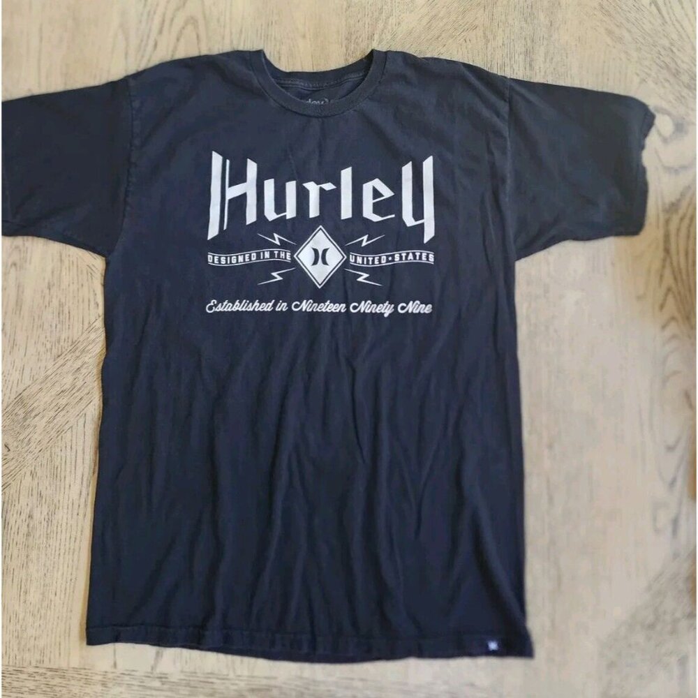 Hurley Shirt Tshirt Mens Size Large Skater Grunge T Shirt Black Y2K - Picture 2 of 4
